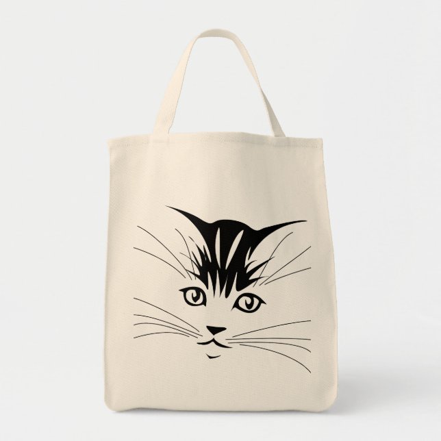 Bolso De Tela Dibujo de cara de gato (Frente)