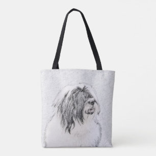 Bolso De Tela Dibujo de color con barba - Arte de perro original
