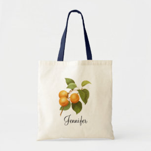 Bolso De Tela Dibujo de color de agua de albaricoques de Naranja