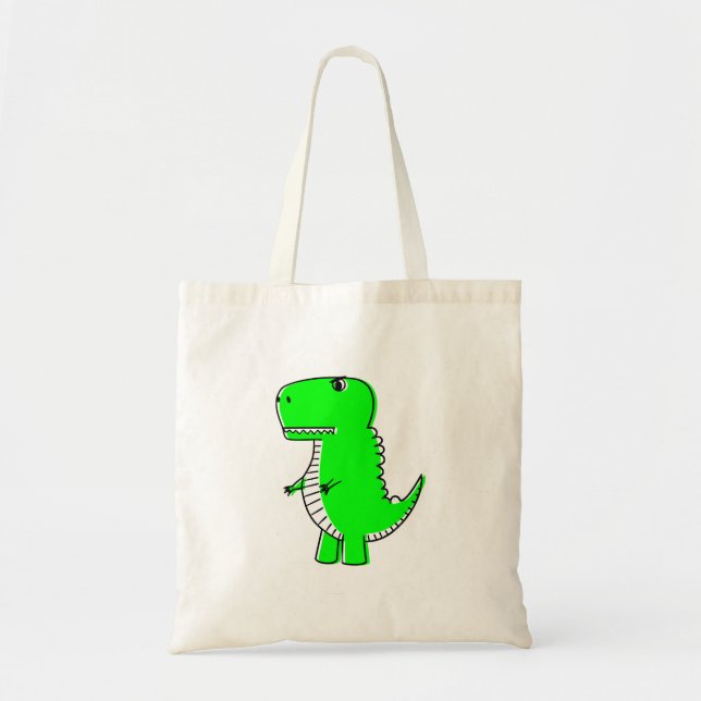 Bolso De Tela Dibujo de dinosaurios verdes (Frente)