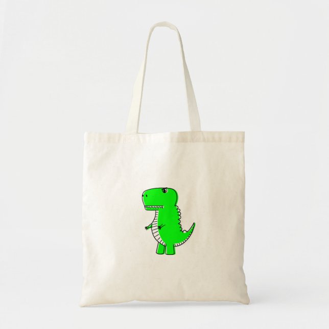 Bolso De Tela Dibujo de dinosaurios verdes (Frente)