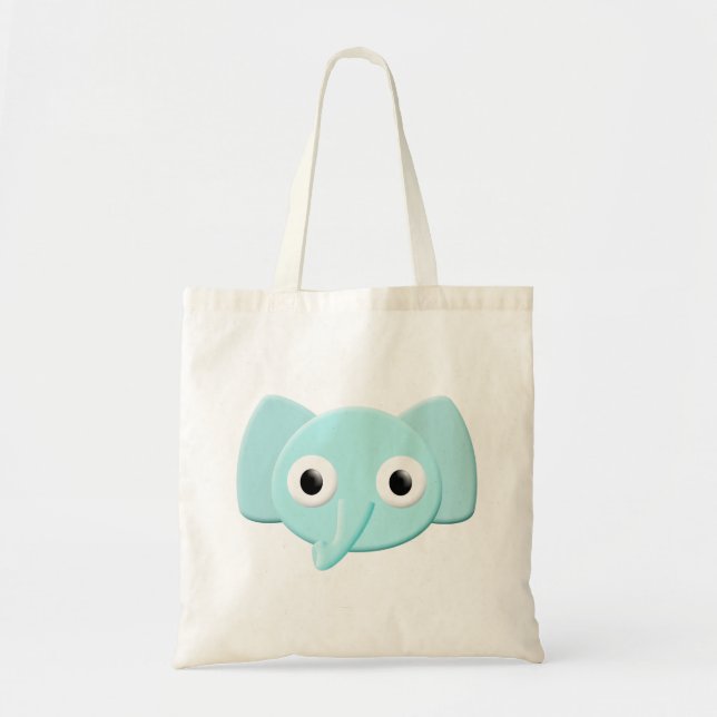 Bolso De Tela Dibujo de elefantes azules para bebés (Frente)