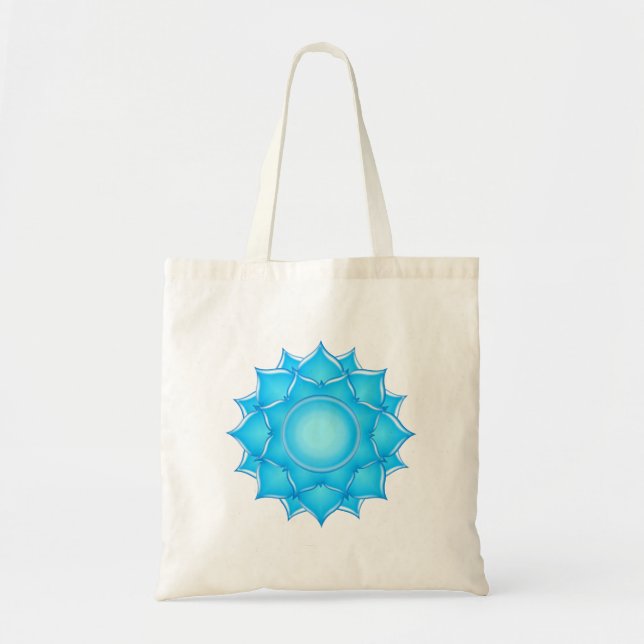 Bolso De Tela Dibujo de flor Lotus de vidrio azul (Frente)