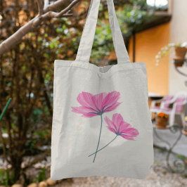 Bolso De Tela dibujo de flores rosadas de bonito