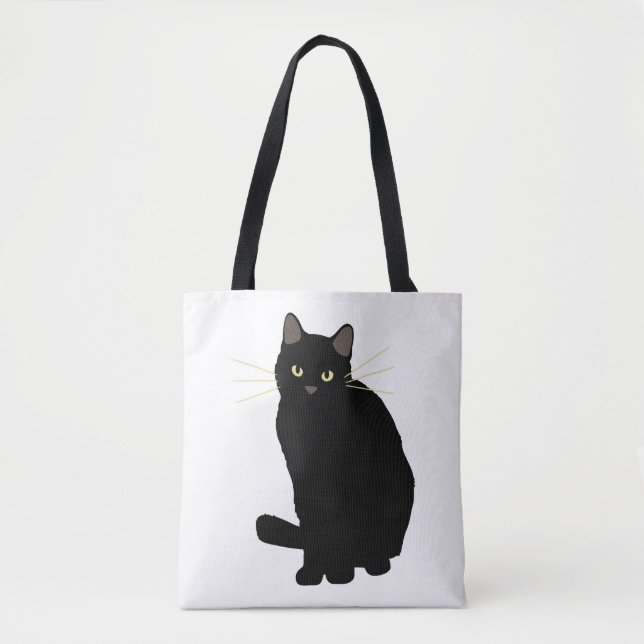 Bolso De Tela Dibujo de gato negro lindo gato negro gato mamá am (Anverso)