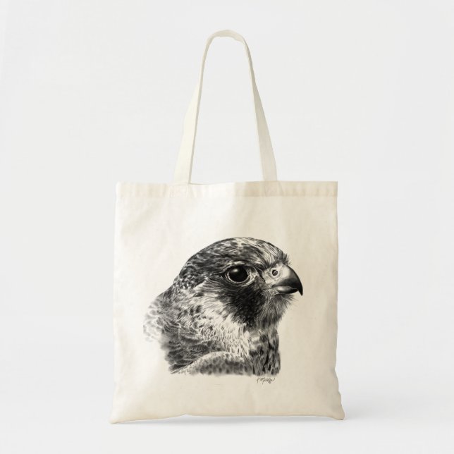 Bolso De Tela Dibujo de Halcón de Lanner (Frente)