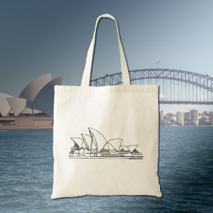 Bolso De Tela Dibujo de la Ópera de Sydney Australia