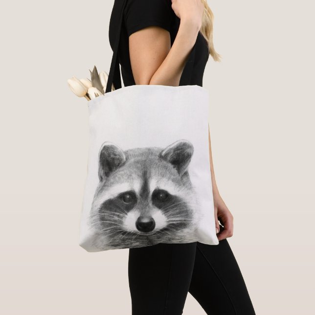 Bolso De Tela Dibujo de lápiz de mapache (Detalle)