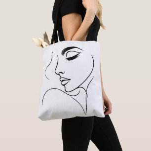 Bolso De Tela Dibujo de línea de cara