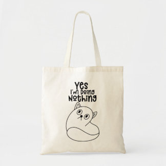 Bolso De Tela Dibujo de línea de gato lindo Sí No estoy haciendo