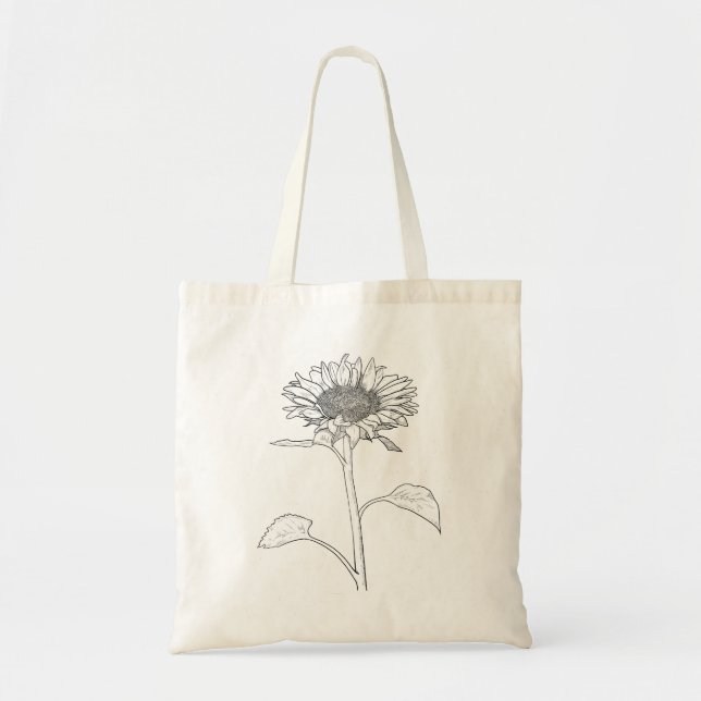 Bolso De Tela Dibujo de líneas de girasol (Frente)