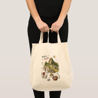 Bolso De Tela Dibujo de Machu Picchu Perú Adorable