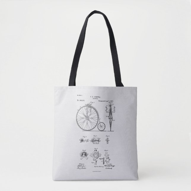 Bolso De Tela Dibujo de Patentes Penny Farthing de la Bicicleta  (Anverso)