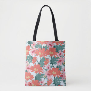 Bolso De Tela Dibujo De Patrón Floral Flores Decorativas Elegant