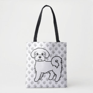 Bolso De Tela Dibujo de perro de dibujos animados lindo maltés y