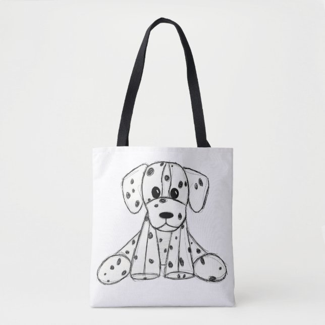 Bolso De Tela Dibujo de perros rellenos dálmatas esquema simple  (Anverso)