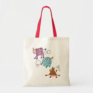 Bolso De Tela Dibujo de Personalizado de vacas de corte geométri