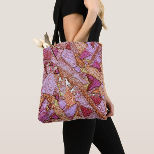 Bolso De Tela Dibujo de roca volcánica pintado de lila rosa