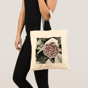 Bolso De Tela Dibujo de Rosa congelado con niebla