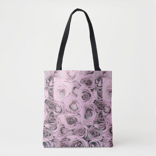 Bolso De Tela Dibujo de rosas rosadas (Anverso)