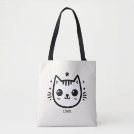 Bolso De Tela Dibujo de tipo chileno | Blanco y negro | Minimali
