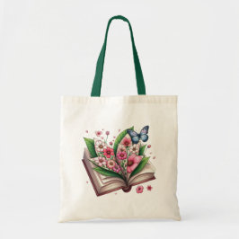 Bolso De Tela Dibujo de un libro abierto con flores