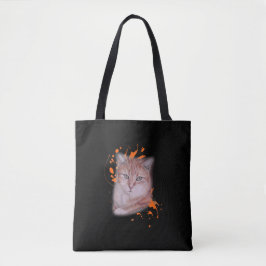 Bolso De Tela Dibujo del gato de Tabby y del tote anaranjados de