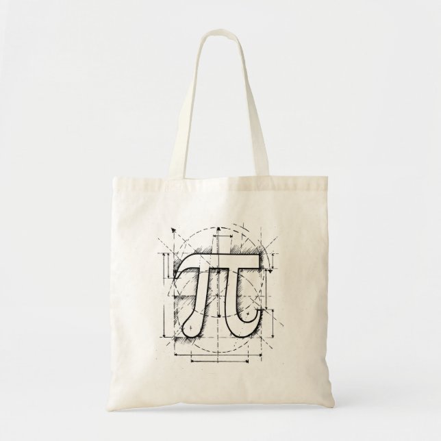 Bolso De Tela Dibujo del número del pi (Frente)