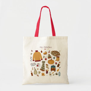 Bolso De Tela Dibujo digital básico de otoño