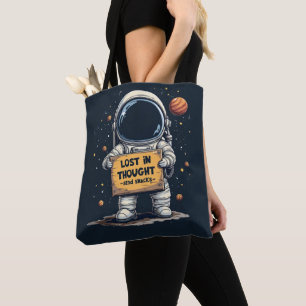 Bolso De Tela Dibujo divertido de astronauta perdido en pensamie