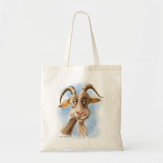 Bolso De Tela Dibujo divertido de cabra (Frente)