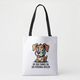 Bolso De Tela Dibujo divertido de perro mayordomo de caricatura