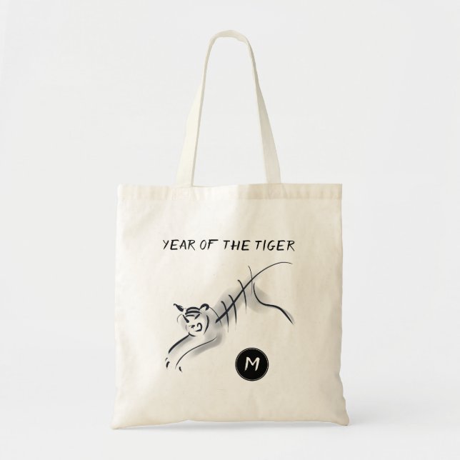 Bolso De Tela Dibujo original5 Año del tigre chino Monograma TB (Frente)