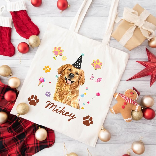 Bolso De Tela Dibujo personalizado de perro con recuperador de o (Subido por el creador)