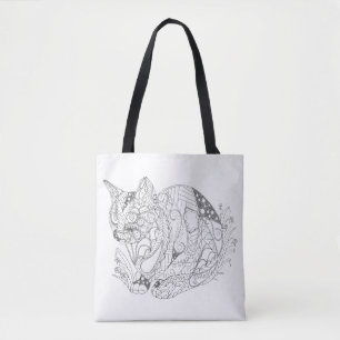 Bolso De Tela Dibujo plausible del arte abstracto del gato