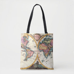 Bolso De Tela Dibujo viejo del ilustracion del mapa del mundo de