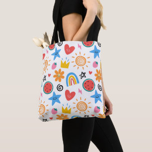 Bolso De Tela Dibujos Animados de Verano Divertido Patrón Contin