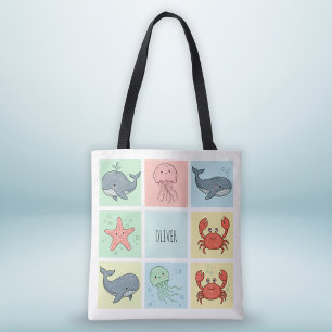 Bolso De Tela Dibujos de amigos caprichosos del océano