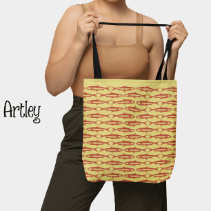 Bolso De Tela Dibujos de peces del patrón de arte sardino amaril