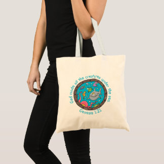 Bolso De Tela Dibujos divertidos de criaturas marinas con versíc