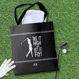 Bolso De Tela Dicho divertido de golf moderno en blanco y negro