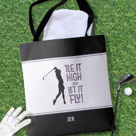 Bolso De Tela Dicho Divertido de Golf Moderno Púrpura Negro