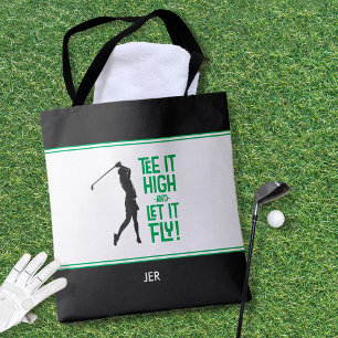 Bolso De Tela Dicho Divertido de Golf Moderno Verde Negro