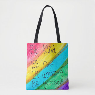 Bolso De Tela Dicho Inspirador Arcoíris Sé Amable Sé Tú Mismo 
