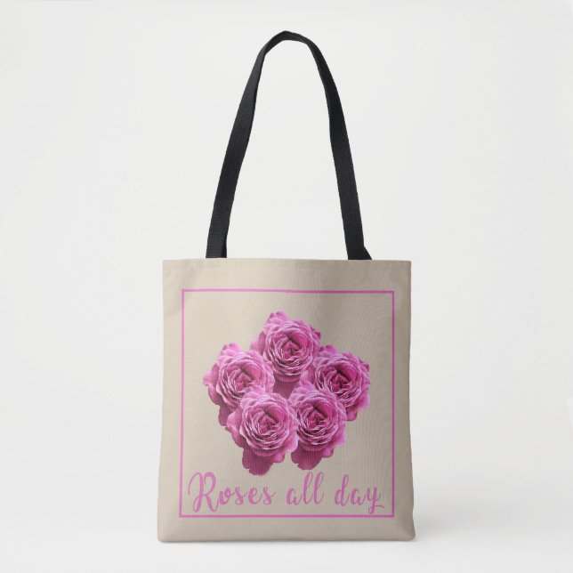 Bolso De Tela Dichos divertidos sobre rosas y amor (Anverso)