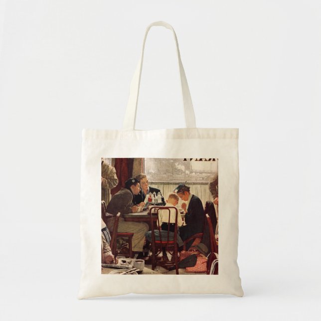 Bolso De Tela Diciendo gracia por Norman Rockwell (Frente)