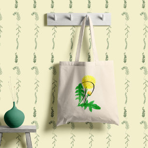 Bolso De Tela Diente de león en acuarela con tu inicial.