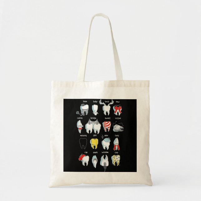 Bolso De Tela Dientes divertidos diseñadores Dientes Dentistas D (Frente)