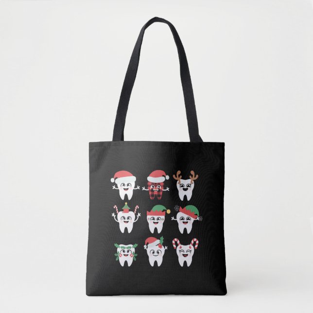Bolso De Tela Dientes Navidades dentales divertidos dientes cute (Anverso)
