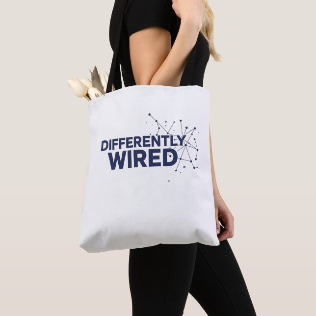 Bolso De Tela Differently Wired – Autism Awareness Month Blue  (Detalle)